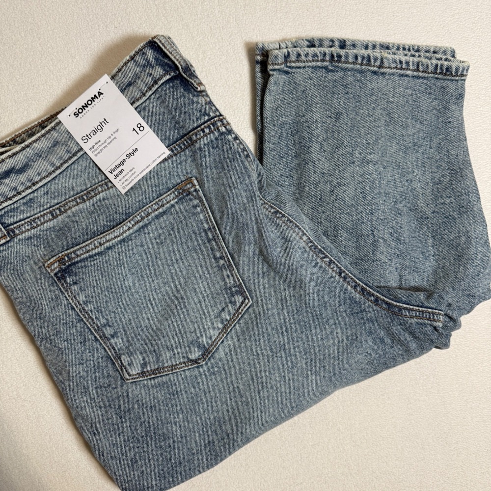 Sonoma Straight Leg Vintage Style Jeans Acid Wash Denim Women's Size 18